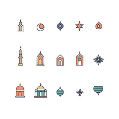 Fototapeta premium A set of icons a minimalist Eid Al-Fitr