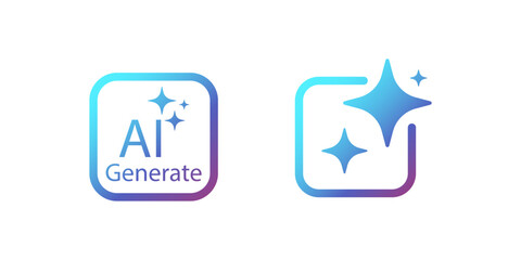 Ai generated icon. Artificial Intelligence icon. Machine learning generator. Chat brain assistant. Computer help assistant. Icon element design for app and web. Vector illustration.
