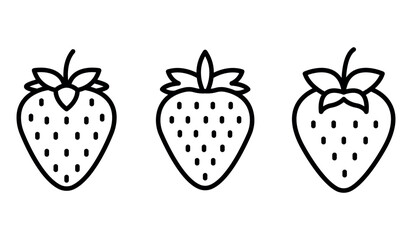 strawberry outline or line icon design bundle.