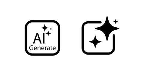 Ai generated icon. Artificial Intelligence icon. Machine learning generator. Chat brain assistant. Computer help assistant. Icon element design for app and web. Vector illustration.