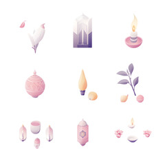 A set of icons a minimalist Eid Al-Fitr