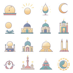 A set of icons a minimalist Eid Al-Fitr