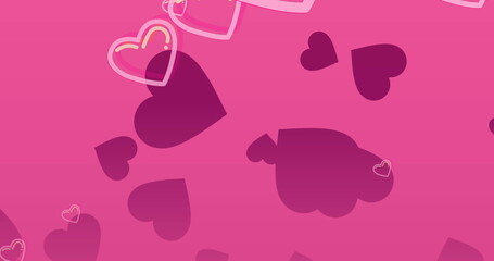 Image of pink hearts icons floating on pink background
