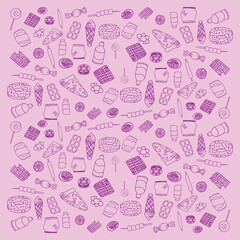 seamless pattern with pink and white hearts