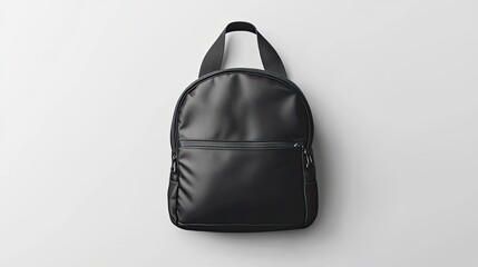 Black mini backpack mockup, studio shot, white background, blank design for branding