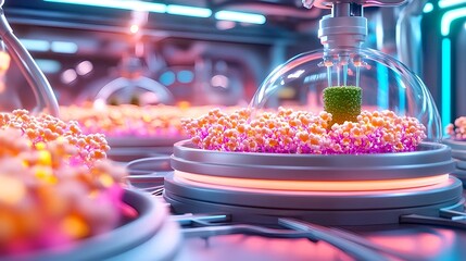 futuristic bio lab: plant growth automation - bio-tech & genetic en.