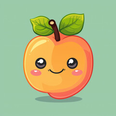 Obraz premium Adorable Peach Mascot with Rosy Cheeks and Big Smile Illustration