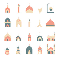 Obraz premium A set of icons a minimalist Eid Al-Fitr