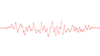 Audio red radio wave digital frequency on white background. Audio waveform spectrum. Abstract wave lines loop