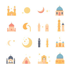 Obraz premium A set of icons a minimalist Eid Al-Fitr