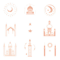 A set of icons a minimalist Eid Al-Fitr