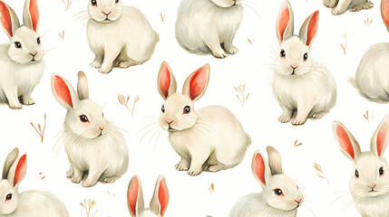 Fototapeta premium Pattern rabbits. Velvetfern. Illustration