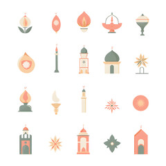 A set of icons a minimalist Eid Al-Fitr