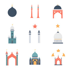 A set of icons a minimalist Eid Al-Fitr