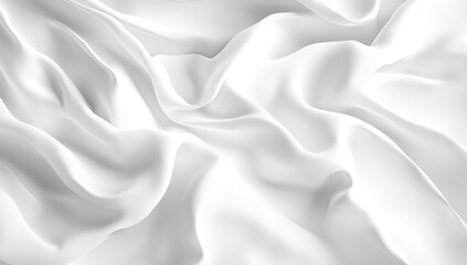 Obraz premium Elegant White Fabric Drapes Gracefully, Showing Smooth Texture and Soft Waves, Ideal for Backgrounds or Designs.