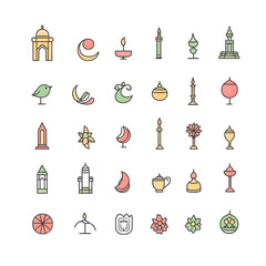 A set of icons a minimalist Eid Al-Fitr