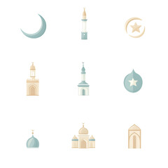A set of icons a minimalist Eid Al-Fitr