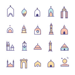 A set of icons a minimalist Eid Al-Fitr