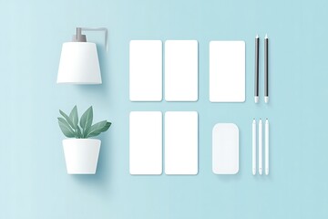Modern Business Mockup with Plant and Lamp