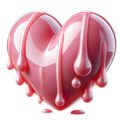  Glossy Pink Heart Shape, Love Symbol, Valentine's Day, Romantic, Shiny, Affection, Passion, 3D Render isolated on a white background PNG