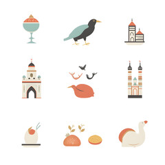 A set of icons a minimalist Eid Al-Fitr