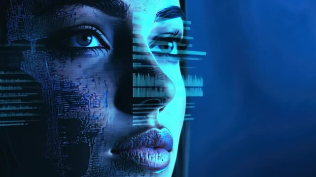 A woman cybersecurity expert develops biometric security systems, ensuring data protection for people in high-tech industries