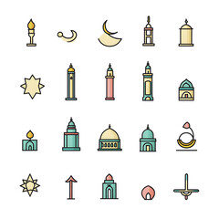 A set of icons a minimalist Eid Al-Fitr