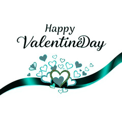 Happy valentine's day. Handwritten calligraphic lettering with red hearts cartoon design. Vector illustration.