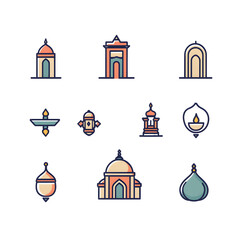 A set of icons a minimalist Eid Al-Fitr