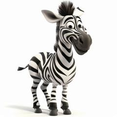 Friendly Cartoon Zebra with Black and White Stripes Smiling Cheerfully