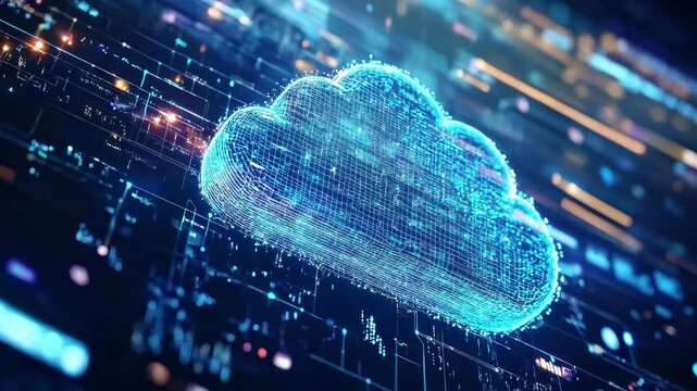 Digital Cloud Technology with Glowing Data and Network Connections
