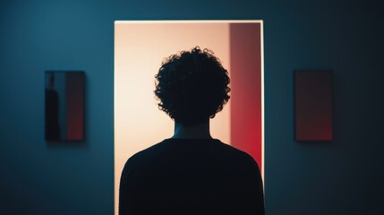 A person standing confidently in front of a mirror, reflecting self-respect and personal pride.