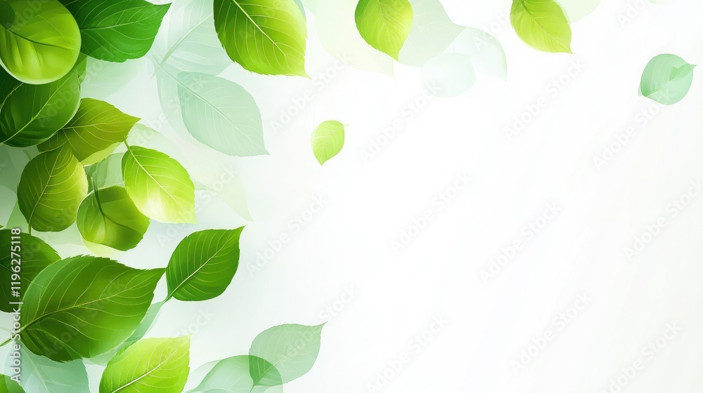 Fototapete a clean and vibrant banner design featuring intricate leaf patterns in different shades of green on 