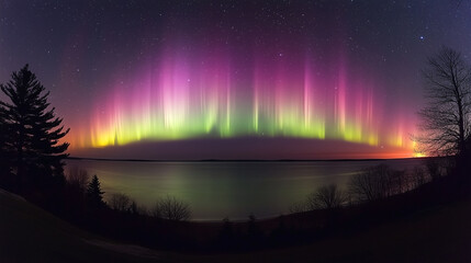 The aurora borealis shimmers and waves gracefully across the night sky