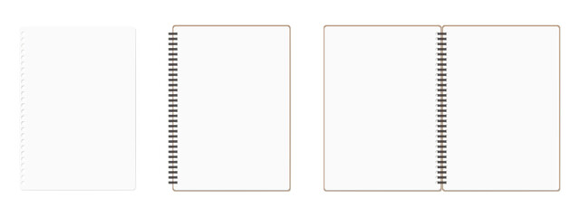 シンプルな無地のルーズリーフ、ノートのセット
