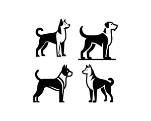 Set of Dog Logo Design Icon Symbol Vector Template.