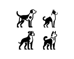 Set of Dog Logo Design Icon Symbol Vector Template.