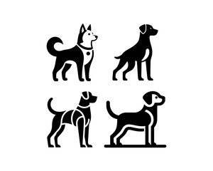 Set of Dog Logo Design Icon Symbol Vector Template.