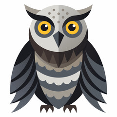 great gray owl on white background