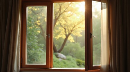 Open casement window, slightly open to let fresh air in