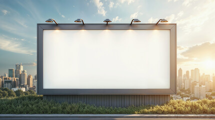 Empty Roadside Billboard Mockup, Blank Sign for Advertising and Design