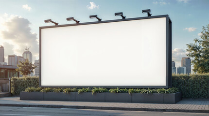 Obraz premium Empty City Street Billboard Mockup for Advertising and Design Showcases