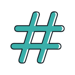 Obraz premium Hashtag icon in teal and white outline style