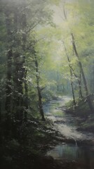 Obraz premium Spring forest landscape outdoors.