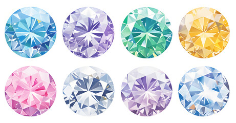 Collection of vibrant gemstones in various colors, showcasing their intricate facets and dazzling brilliance.