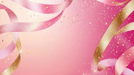 A pink and gold gradient background with flowing ribbons and subtle sparkles for a Mother's Day celebration.