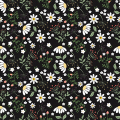 Beautiful floral fabric pattern in a flower field