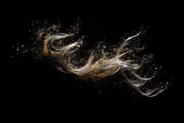 Glitter flowing in the wind fireworks pattern smoke.