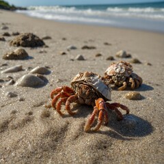 Image of Focus on hermit crabs exploring the shoreline. printed on Printed Glass Splashbacks