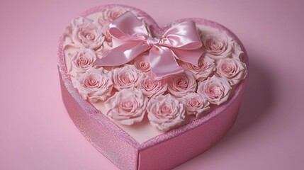 Fototapeta premium Pink Roses Heart Box
